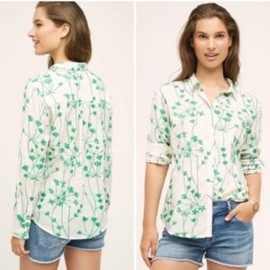 Holding Horses Embroidered Vines Button Down Shirt size 4